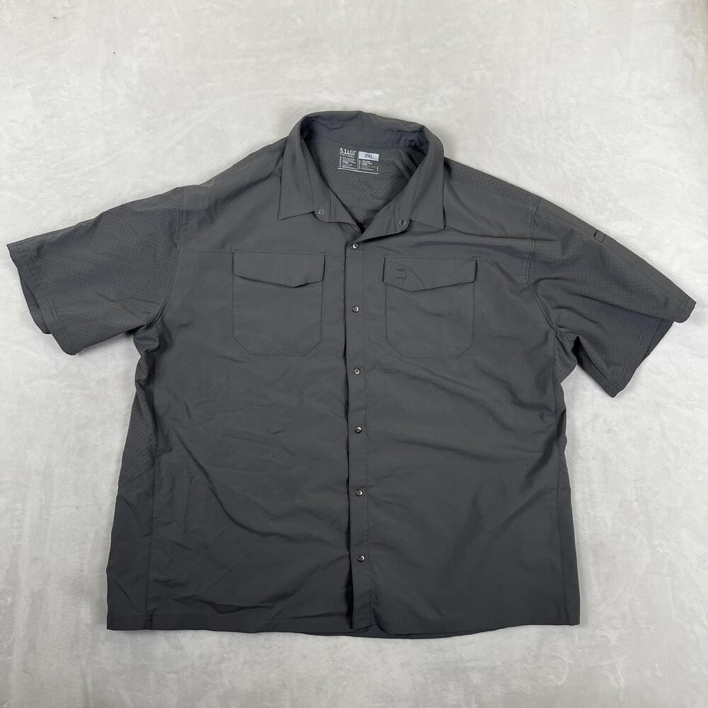 5.11 Tactical Shirt Mens 2XL Gray Solid Short Sleeve Snap Front Workwear Casual